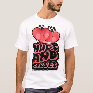 Retro Hugs and Kisses Cute Hearts Valentine Tee