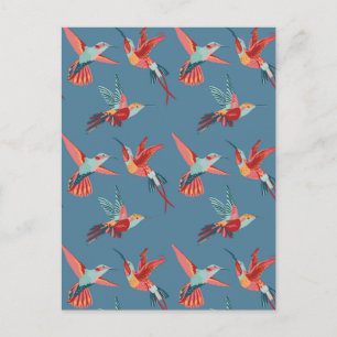 Retro Hummingbird Pattern 2 Postcard