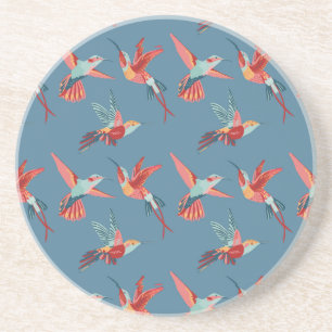 Retro Hummingbird Pattern Coaster