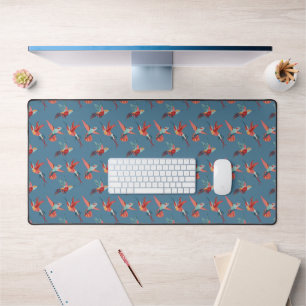 Retro Hummingbird Pattern Desk Mat