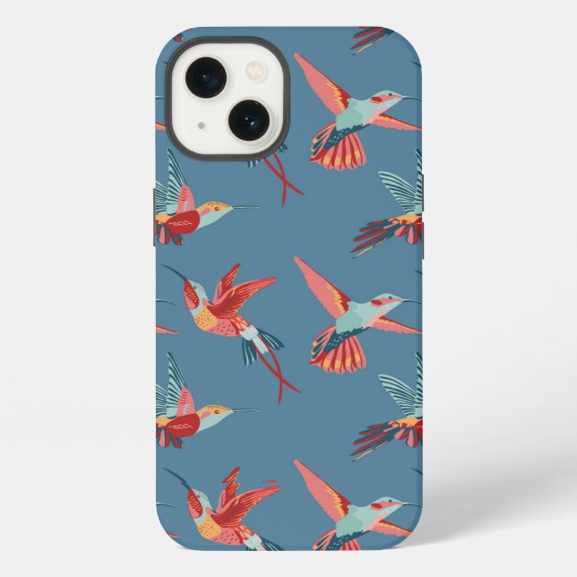 Retro Hummingbird Pattern iPhone Case (Back)