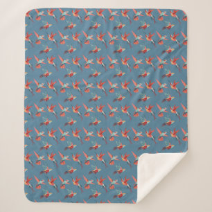 Retro Hummingbird Pattern Sherpa Blanket