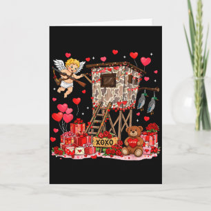 Retro Hunting Duck Camo Baby Cupid Valentines Card