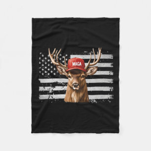 Retro Hunting Mega Camouflage Usa Flag Deer Huntin Fleece Blanket