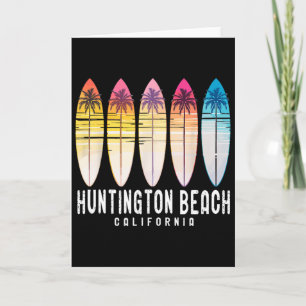 Retro Huntington Beach California Surfer Surfing Card