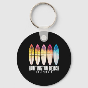 Retro Huntington Beach California Surfer Surfing  Key Ring