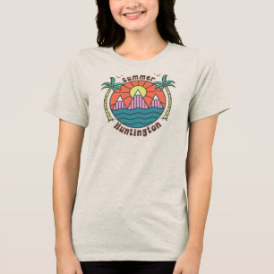 Retro Huntington Beach Sunset Tri-Blend Shirt