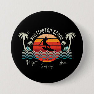 Retro Huntington Beach Surfing 7.5 Cm Round Badge