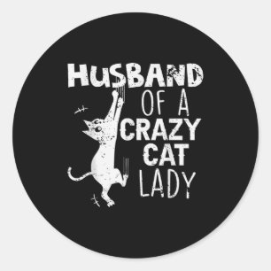 Retro Husband Crazy Cat Lady Classic Round Sticker