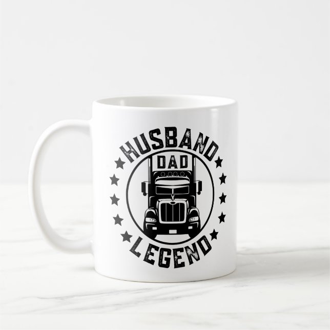 Retro Husband Dad Trucker Legend Coffee Mug (Left)