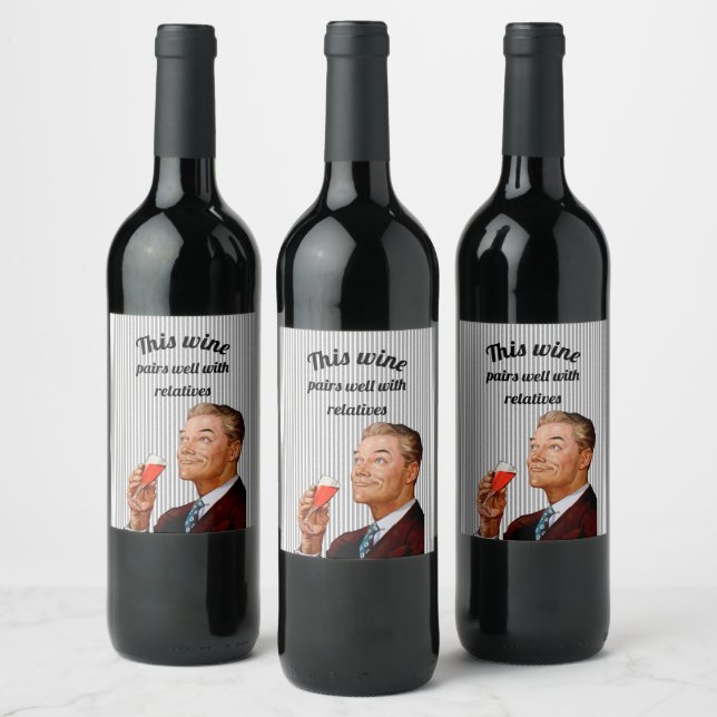 Retro Husband Funny Wine Saying Label (Bottles)