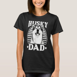 Retro Husky Dad  Husky Flag  Dog Dad Mom T-Shirt