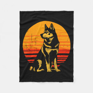 Retro Husky Dog Owner Gift Vintage Siberian Husky  Fleece Blanket