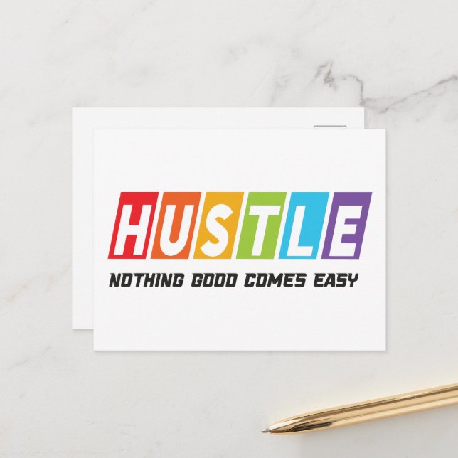 Retro Hustle Nothing Good Comes Easy Postcard (Front/Back In Situ)