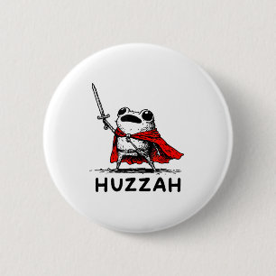 Retro Huzzah Frog Knight Funny Sword Meme Quote  6 Cm Round Badge