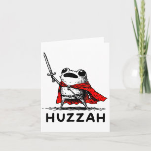 Retro Huzzah Frog Knight Funny Sword Meme Quote  Card