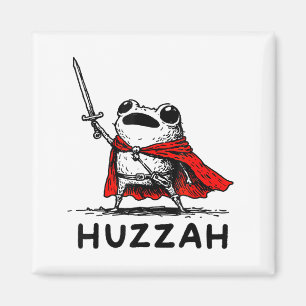 Retro Huzzah Frog Knight Funny Sword Meme Quote  Magnet