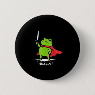 Retro Huzzah Frog Knight Funny Sword Meme Quote Me 6 Cm Round Badge