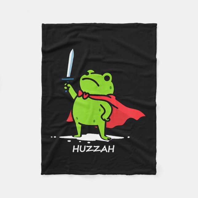 Retro Huzzah Frog Knight Funny Sword Meme Quote Me Fleece Blanket (Front)