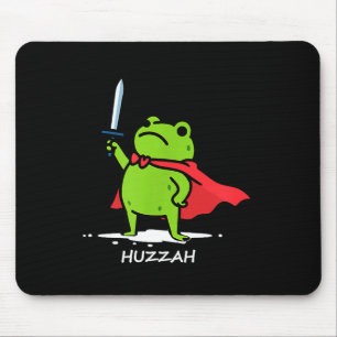 Retro Huzzah Frog Knight Funny Sword Meme Quote Me Mouse Pad
