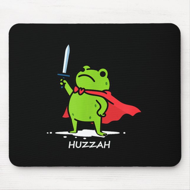 Retro Huzzah Frog Knight Funny Sword Meme Quote Me Mouse Pad (Front)
