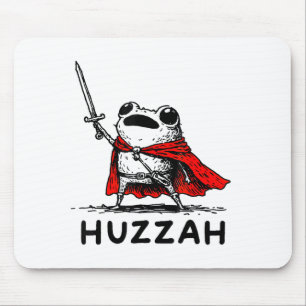 Retro Huzzah Frog Knight Funny Sword Meme Quote  Mouse Pad