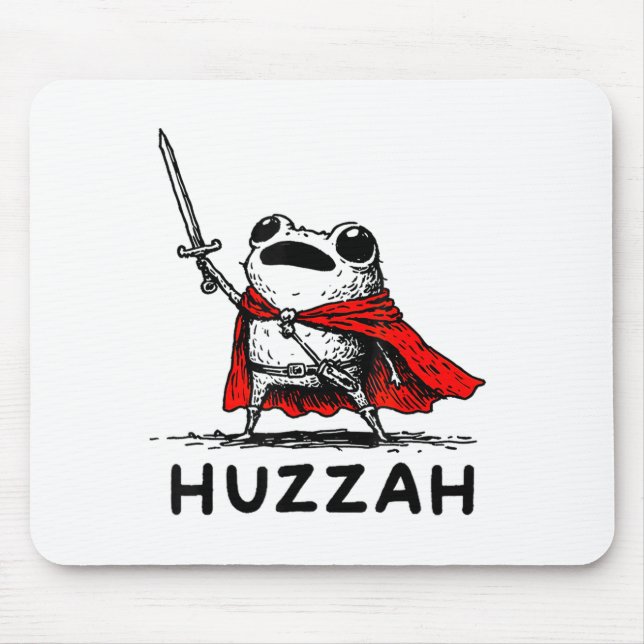 Retro Huzzah Frog Knight Funny Sword Meme Quote  Mouse Pad (Front)