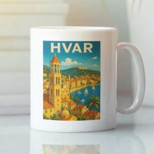 Retro Hvar Croatia Adria Coast Travel Coffee Mug