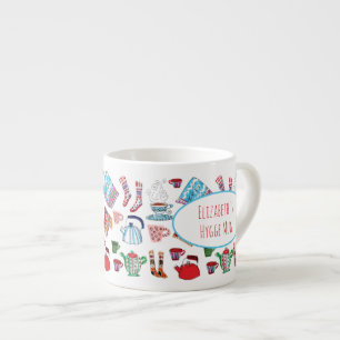 Retro Hygge Hand Drawn Personalised Winter  Espresso Cup