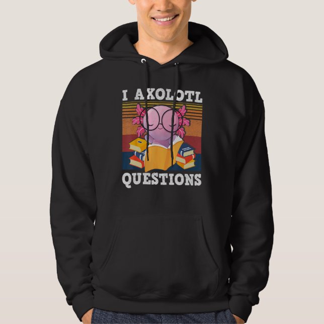 Retro I Axolotl Question Blue Salamander Kids Mom  Hoodie (Front)