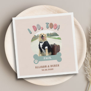 Retro I Do Too Dog Photo Name Personalised Wedding Napkin