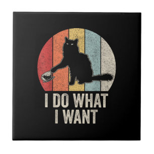 Retro I Do What I Want Cat Shirt Cat Lover Owner G Ceramic Tile