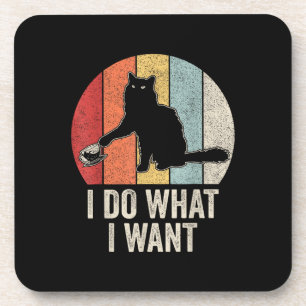 Retro I Do What I Want Cat Shirt Cat Lover Owner G Coaster