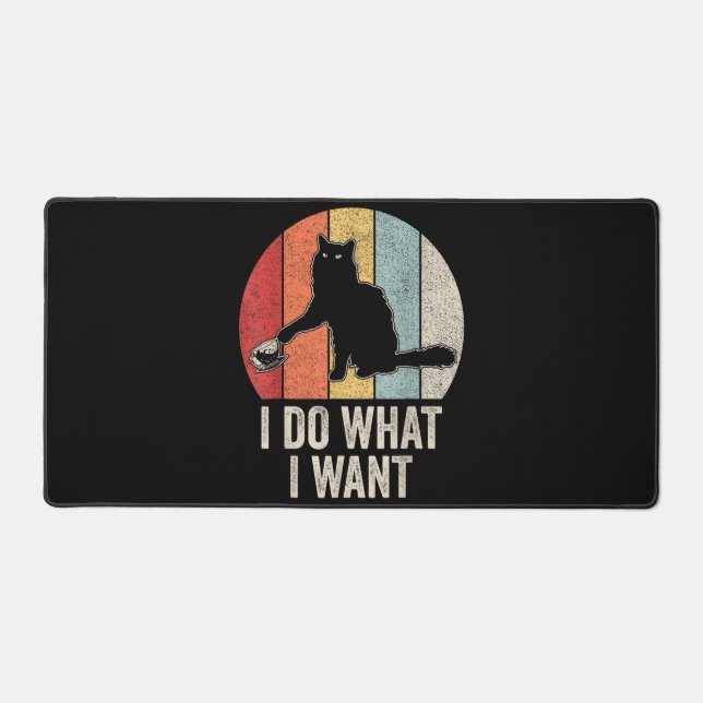Retro I Do What I Want Cat Shirt Cat Lover Owner G Desk Mat (Front)