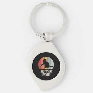 Retro I Do What I Want Cat Shirt Cat Lover Owner G Key Ring