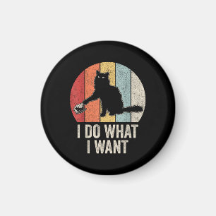 Retro I Do What I Want Cat Shirt Cat Lover Owner G Magnet