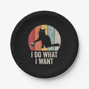 Retro I Do What I Want Cat Shirt Cat Lover Owner G Paper Plate
