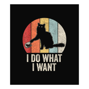 Retro I Do What I Want Cat Shirt Cat Lover Owner G Photo Print