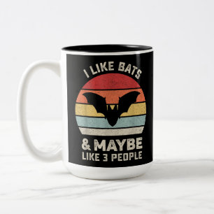 Retro I Like Bats Shirt Animal Bat Lover Gift Vint Two-Tone Coffee Mug