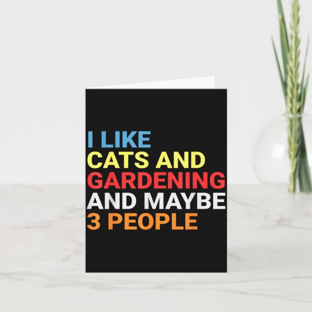 Retro I Like Cats And Gardening Lover Plant Funny  Card (Front)