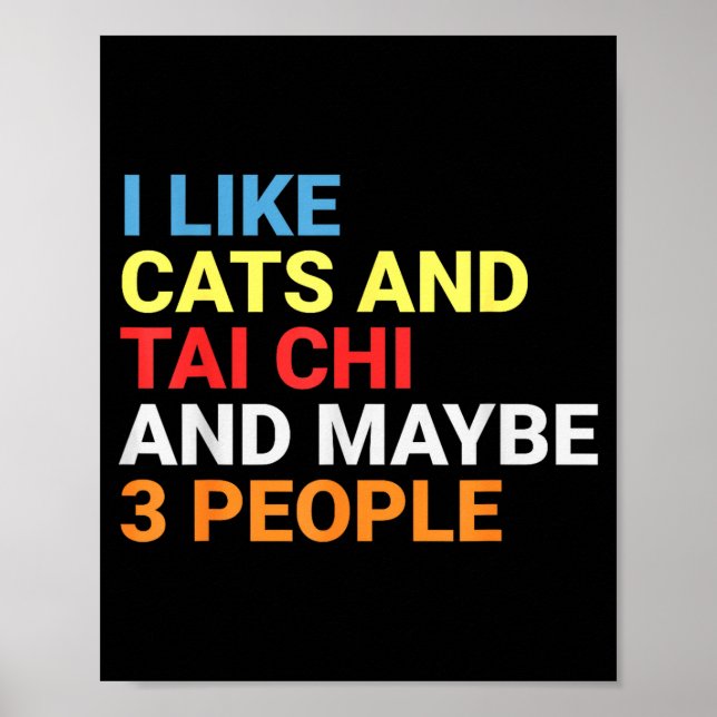 Retro I Like Cats And Tai Chi Lover Funny Martial  Poster (Front)