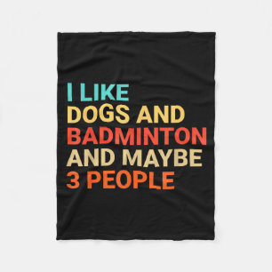 Retro I Like Dogs And Badminton Lover Funny Fleece Blanket