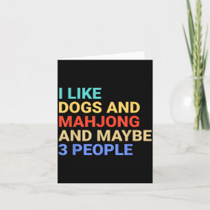 Retro I Like Dogs And Mahjong Lover Funny  Card