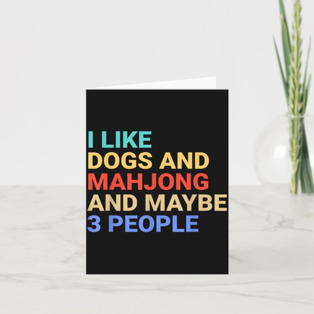 Retro I Like Dogs And Mahjong Lover Funny  Card (Front)