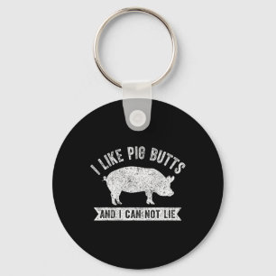 Retro I Like Pig Butts And I Can Not Lie Funny Bbq Key Ring