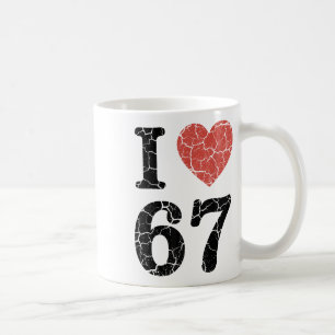 Retro I Love 67 Heart Number 67 Funny Meme Six Sev Coffee Mug