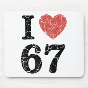 Retro I Love 67 Heart Number 67 Funny Meme Six Sev Mouse Pad