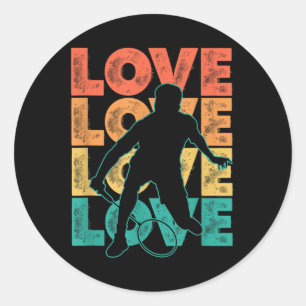 Retro I Love Badminton Theme Graphic Design Classic Round Sticker