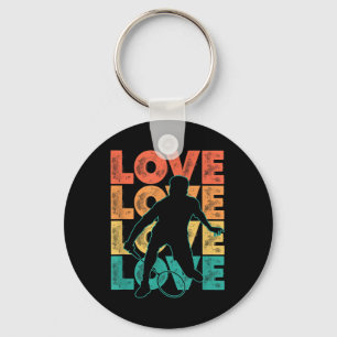 Retro I Love Badminton Theme Graphic Design Key Ring