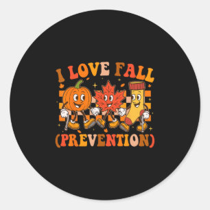 Retro I Love Fall Prevention Fall Physical Therapy Classic Round Sticker